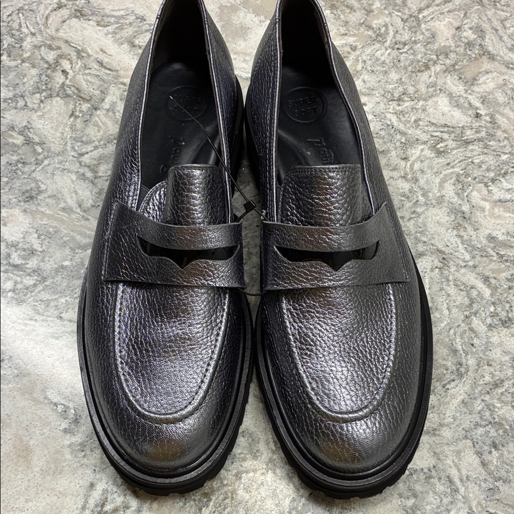 $429 Women Paul Green Loafers Lug Sole Metallic Pewter Wellesley Silver 10.5 11 - Picture 5 of 12